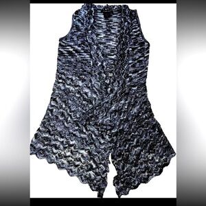 United States Sweaters Size Small Short Sleeve Open Knit Cardigan Black White